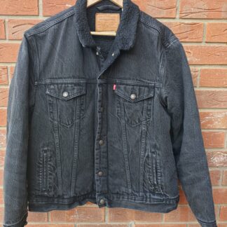 Levi's Premium Black Sherpa Denim Trucker Jacket Size L